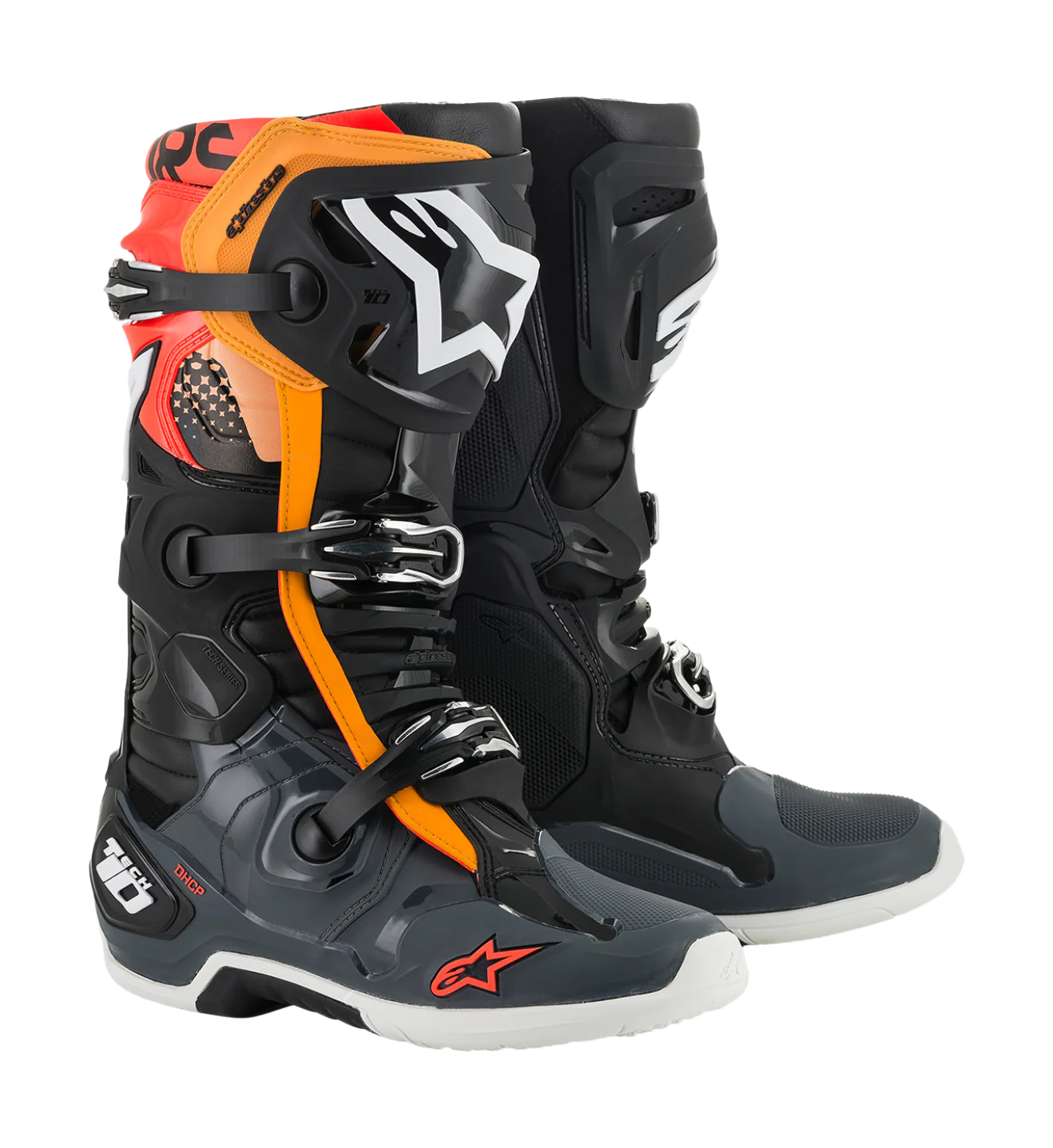 Alpinestars Crosslaarzen Tech 10 - Zwart / Grijs / Oranje / Fluo Rood