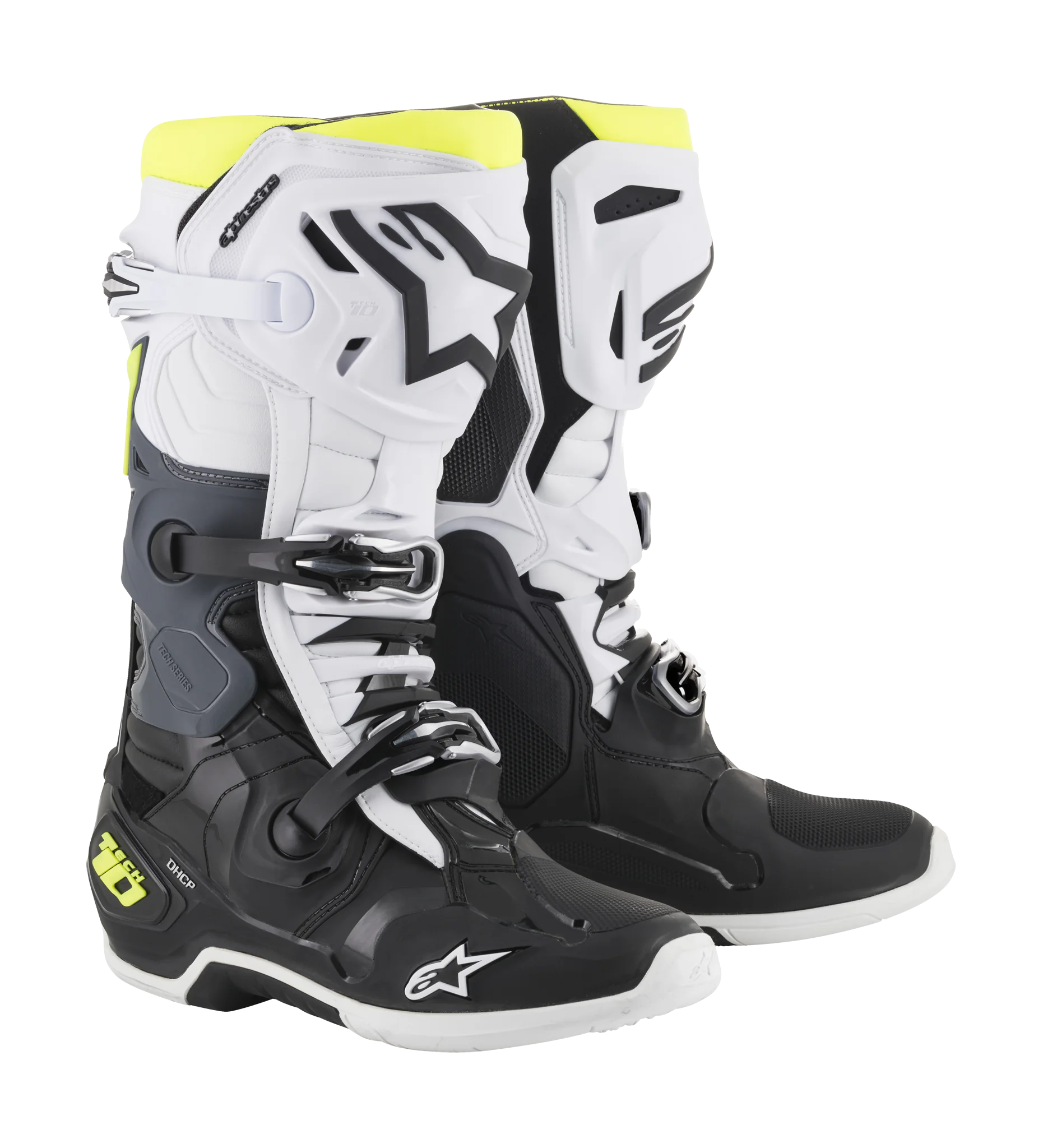 Alpinestars Crosslaarzen Tech 10 - Zwart / Wit / Fluo Geel