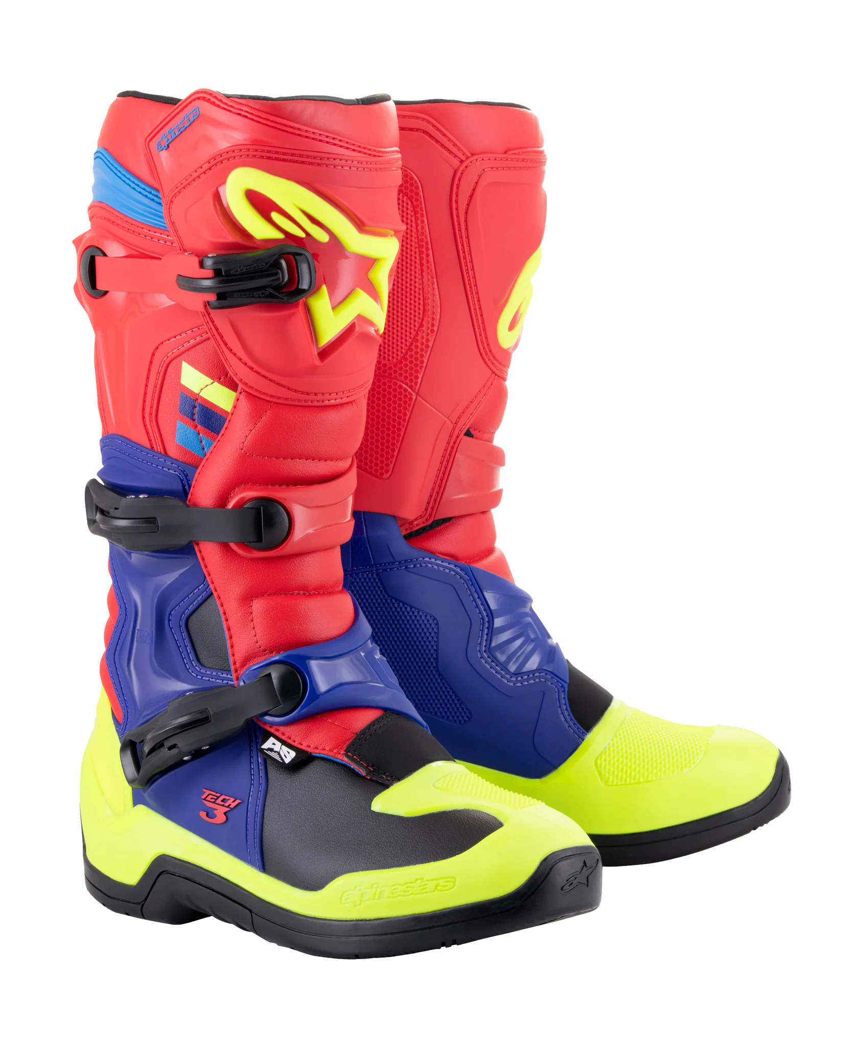 Alpinestars Crosslaarzen Tech 3 - Rood / Donker Blauw / Fluo Geel