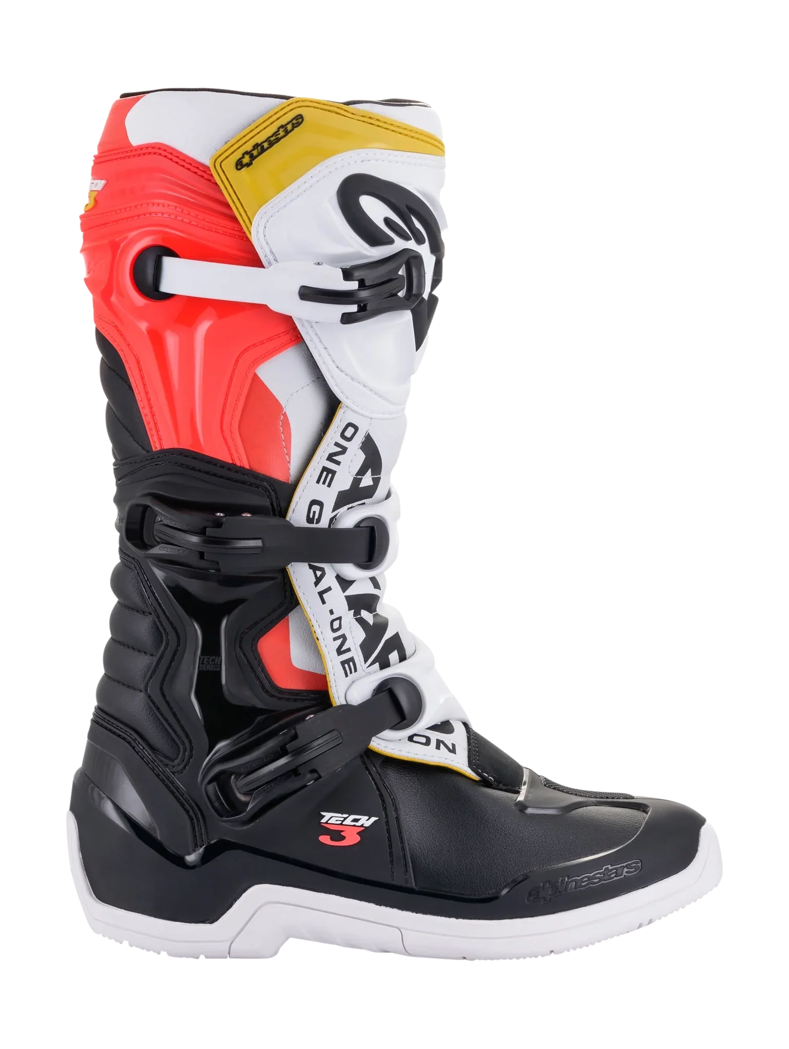 Alpinestars Crosslaarzen Tech 3 - Zwart / Wit / Fluo Rood / Geel