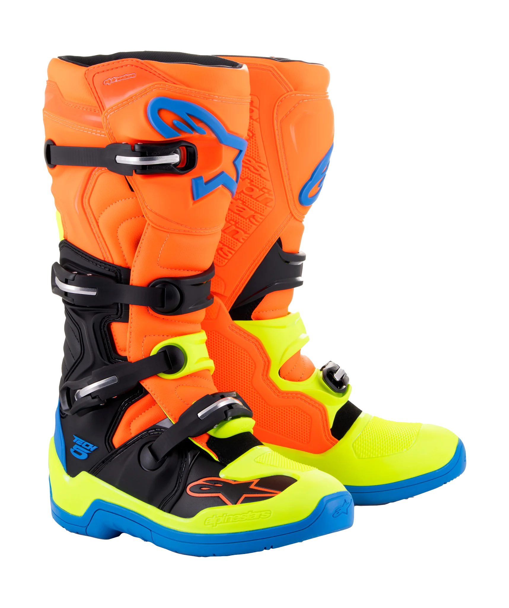 Alpinestars Crosslaarzen Tech 5 - Fluo Oranje / Enamel Blauw / Fluo Geel