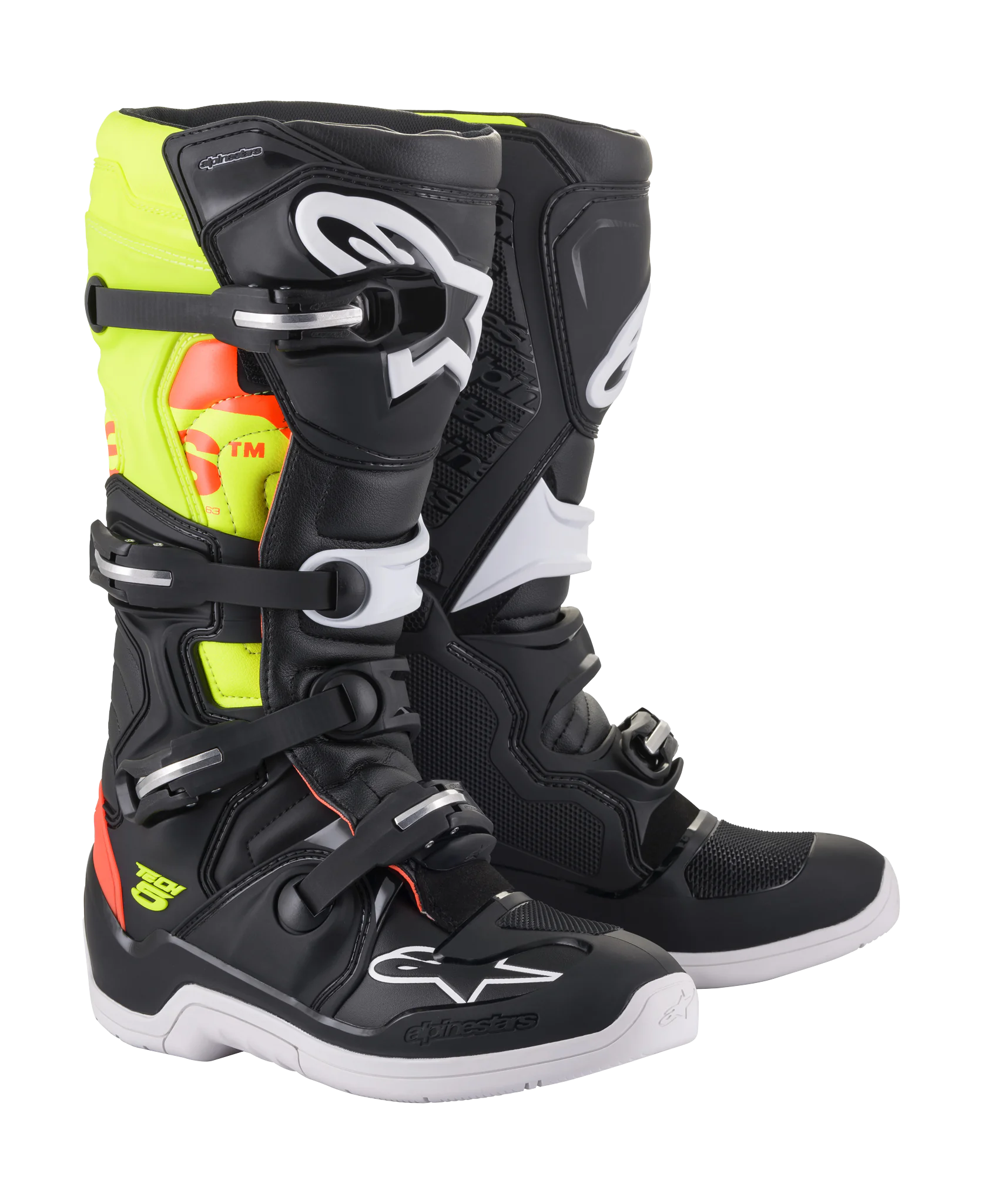 Alpinestars Crosslaarzen Tech 5 - Zwart / Fluo Rood / Fluo Geel