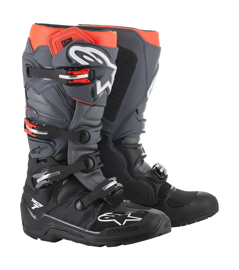 Alpinestars Crosslaarzen Tech 7 Enduro - Zwart / Grijs / Rood Fluo