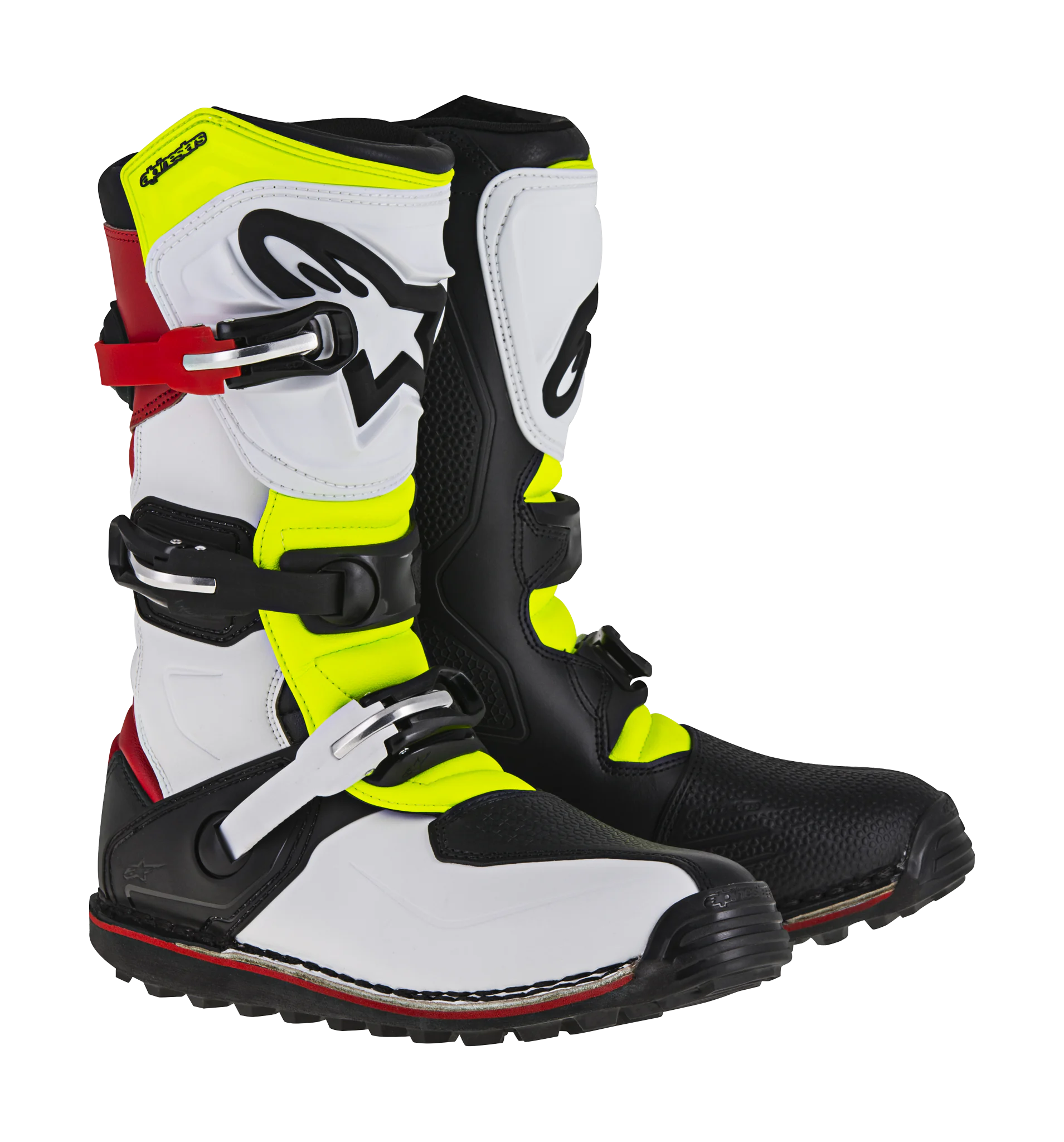 Alpinestars Crosslaarzen Tech-T - Wit / Rood / Geel Fluo / Zwart