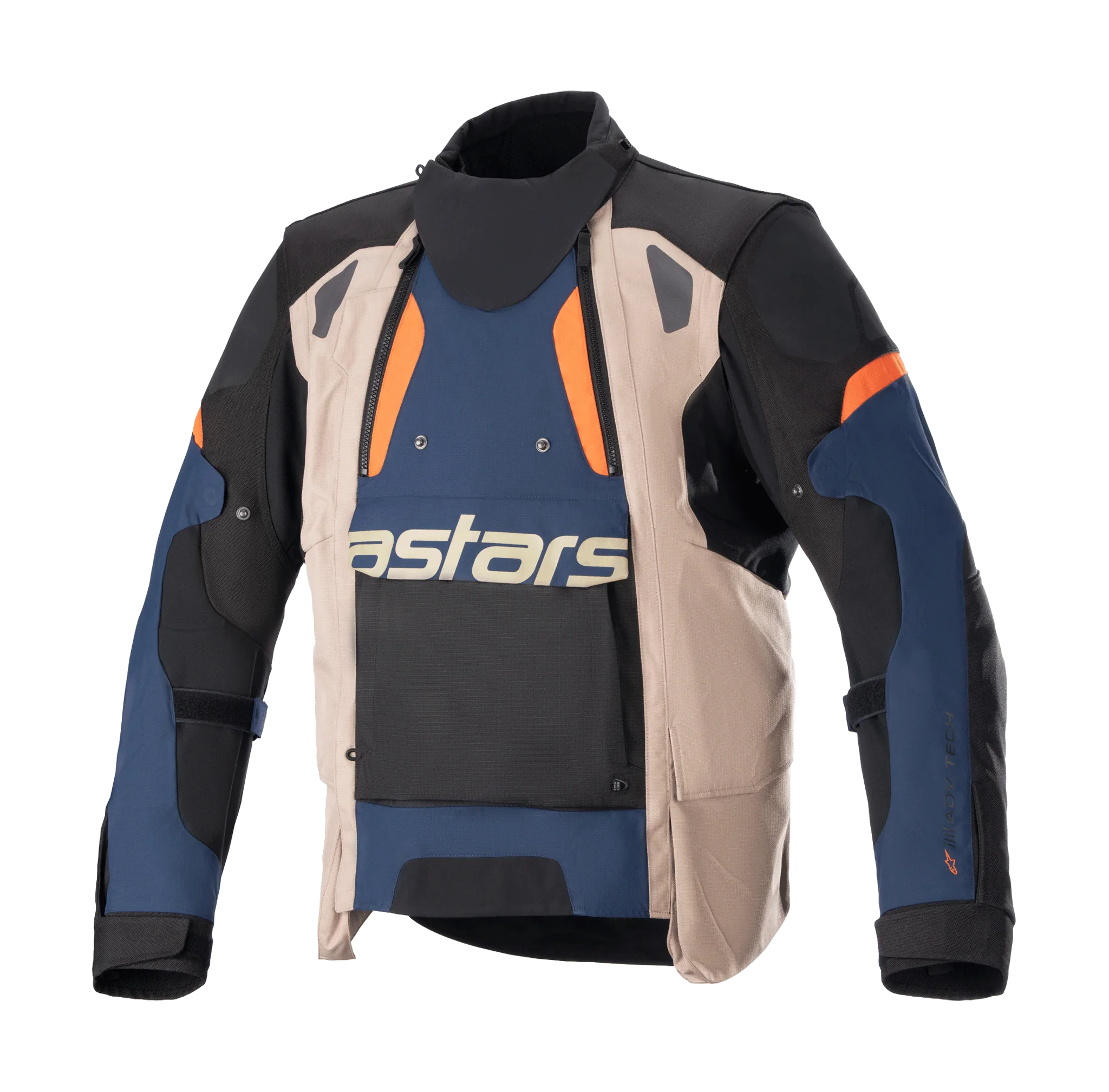 Alpinestars Enduro Jas Halo Drystar - Donker Blauw / Donker Khaki / Flame Oranje