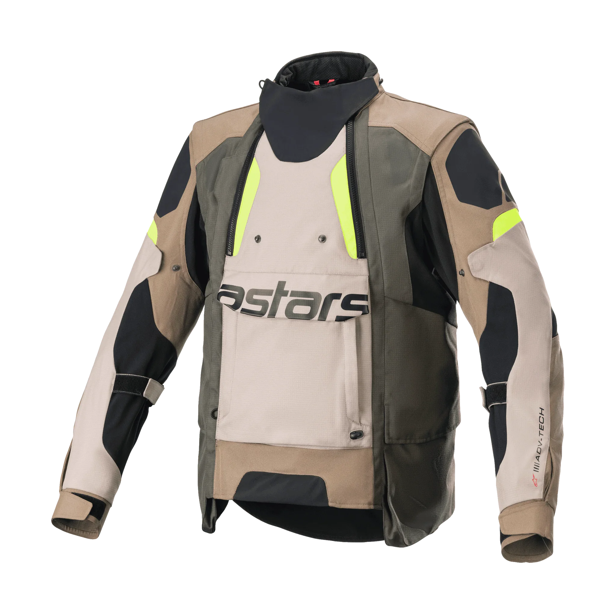 Alpinestars Enduro Jas Halo Drystar - Donker Khaki / Sand / Fluo Geel