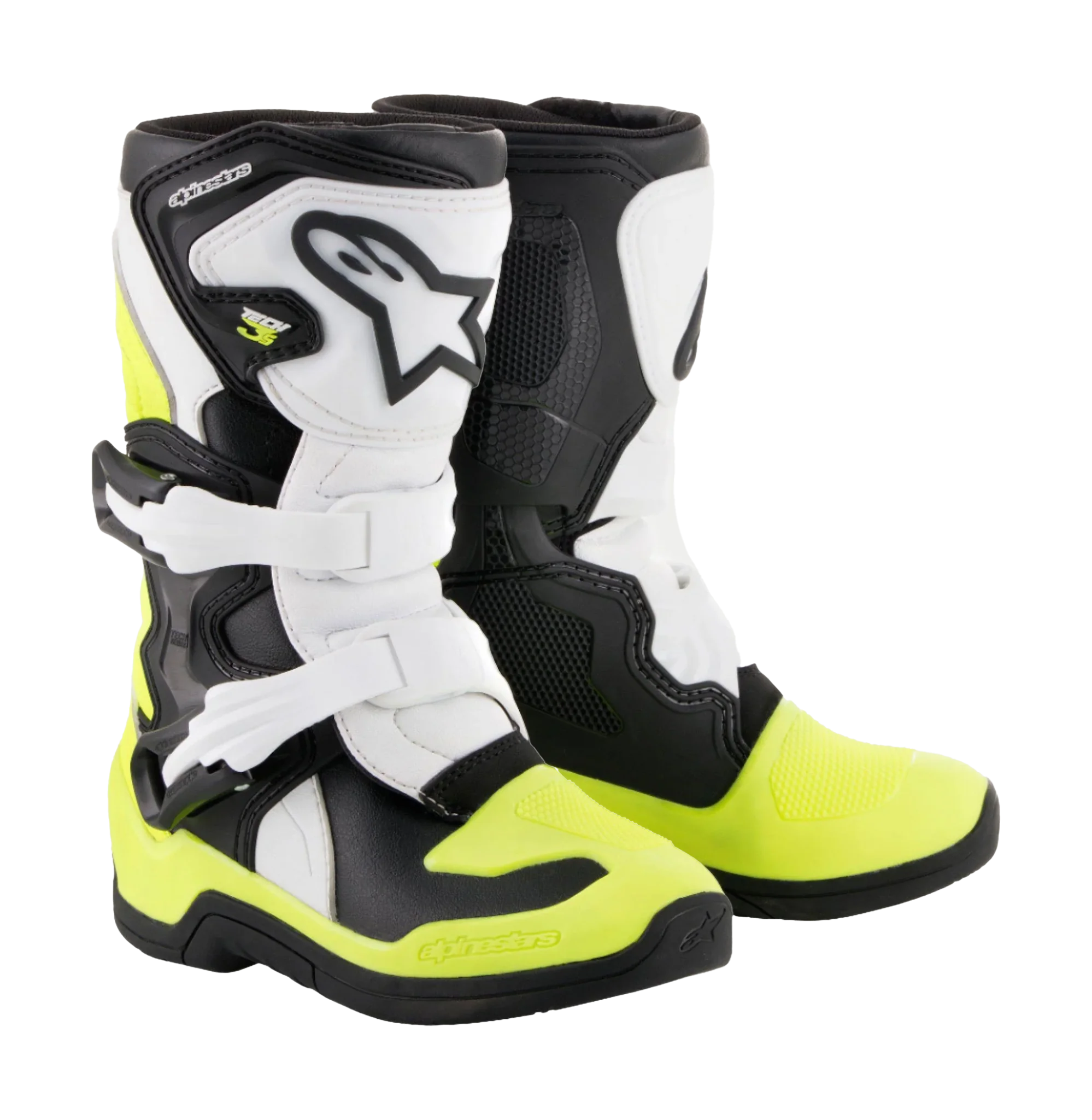 Alpinestars Kids Crosslaarzen Tech 3S - Zwart / Wit / Geel Fluo