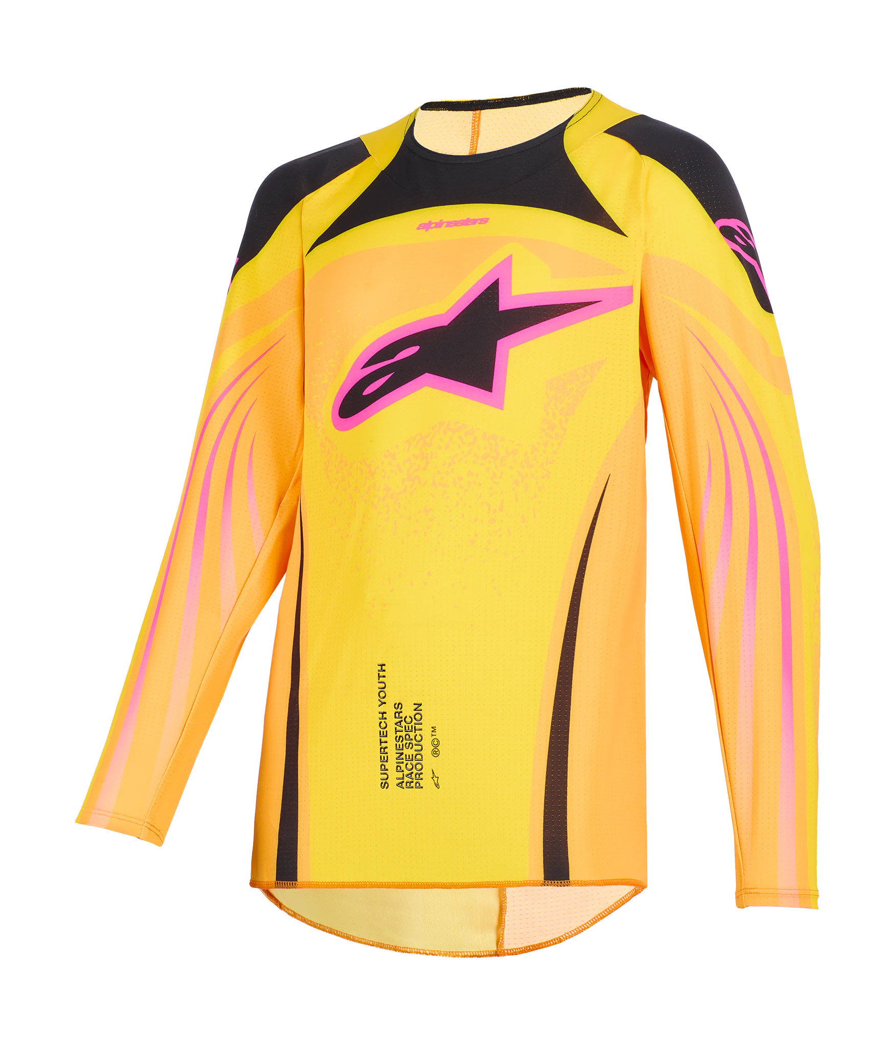 Alpinestars Kinder Cross Shirt 2026 Supertech Nomur - Oranje / Geel / Roze