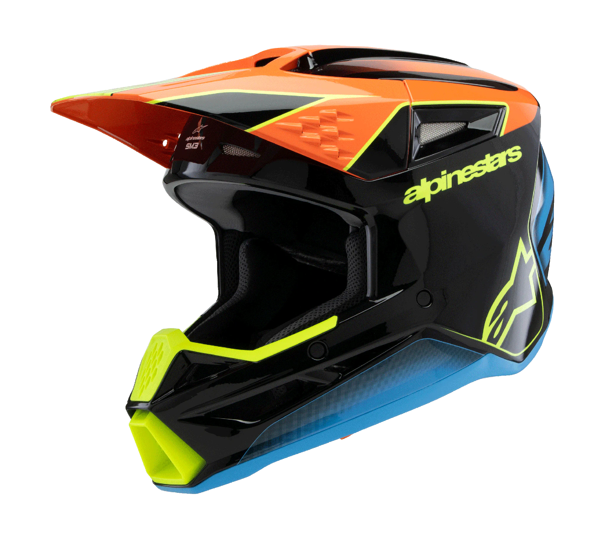 Alpinestars Kinder Crosshelm S-M3 Fray - Zwart / Oranje / Fluo Geel