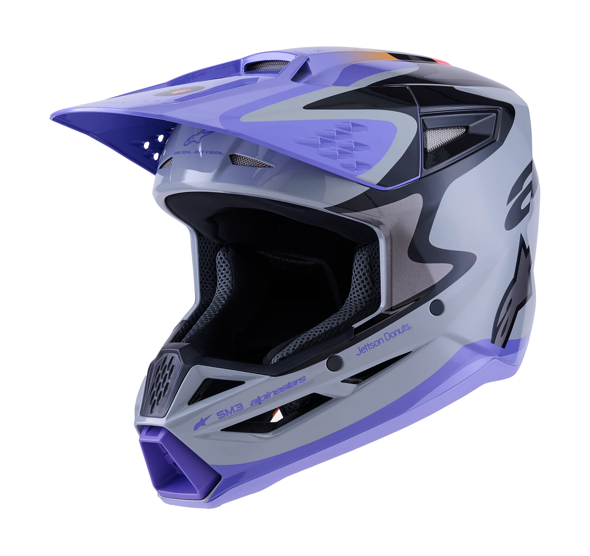 Alpinestars Kinder Crosshelm S-M3 Jettson - Grijs / Paars / Zwart