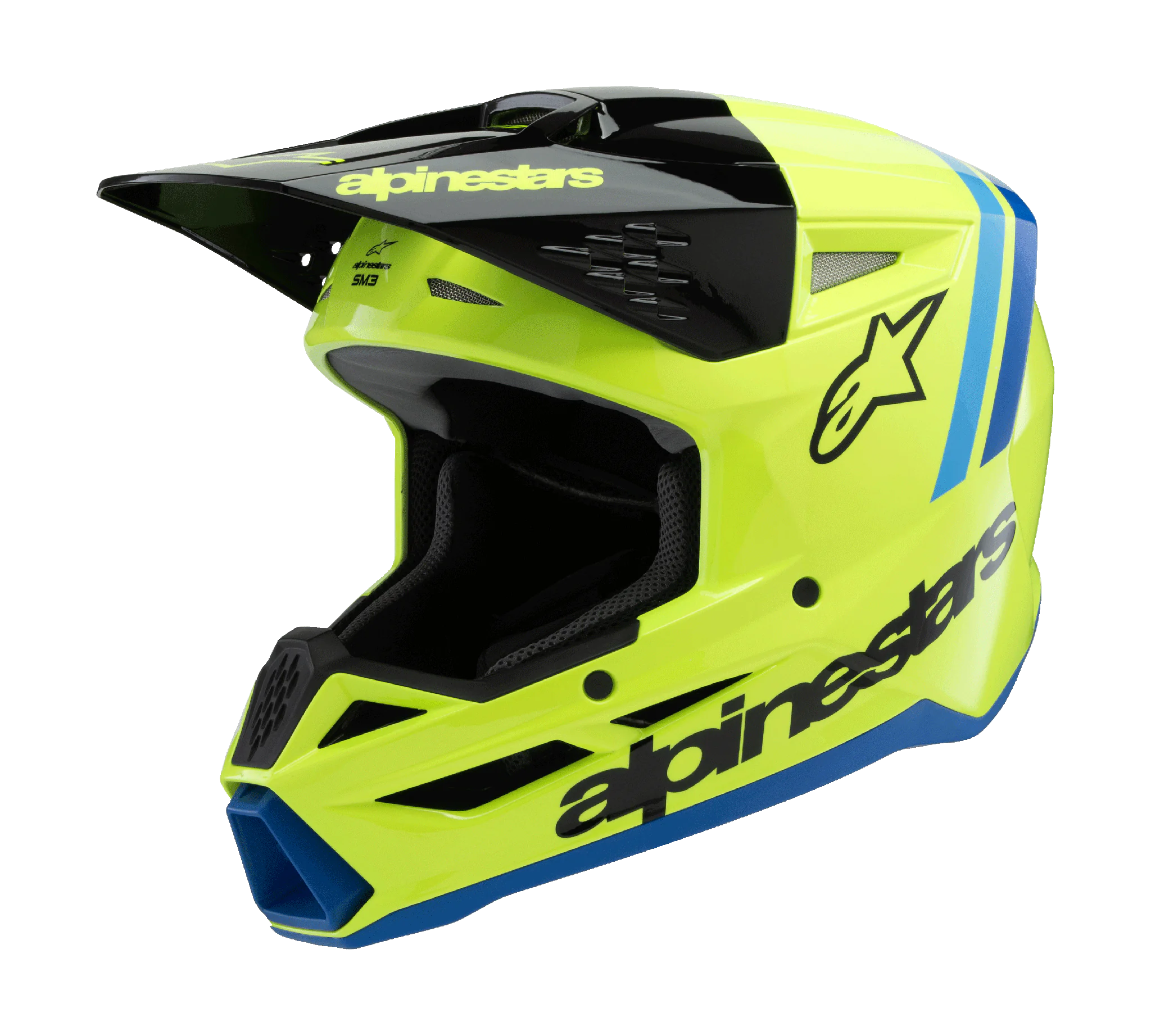 Alpinestars Kinder Crosshelm S-M3 Radium - Fluo Geel / Zwart / Blauw