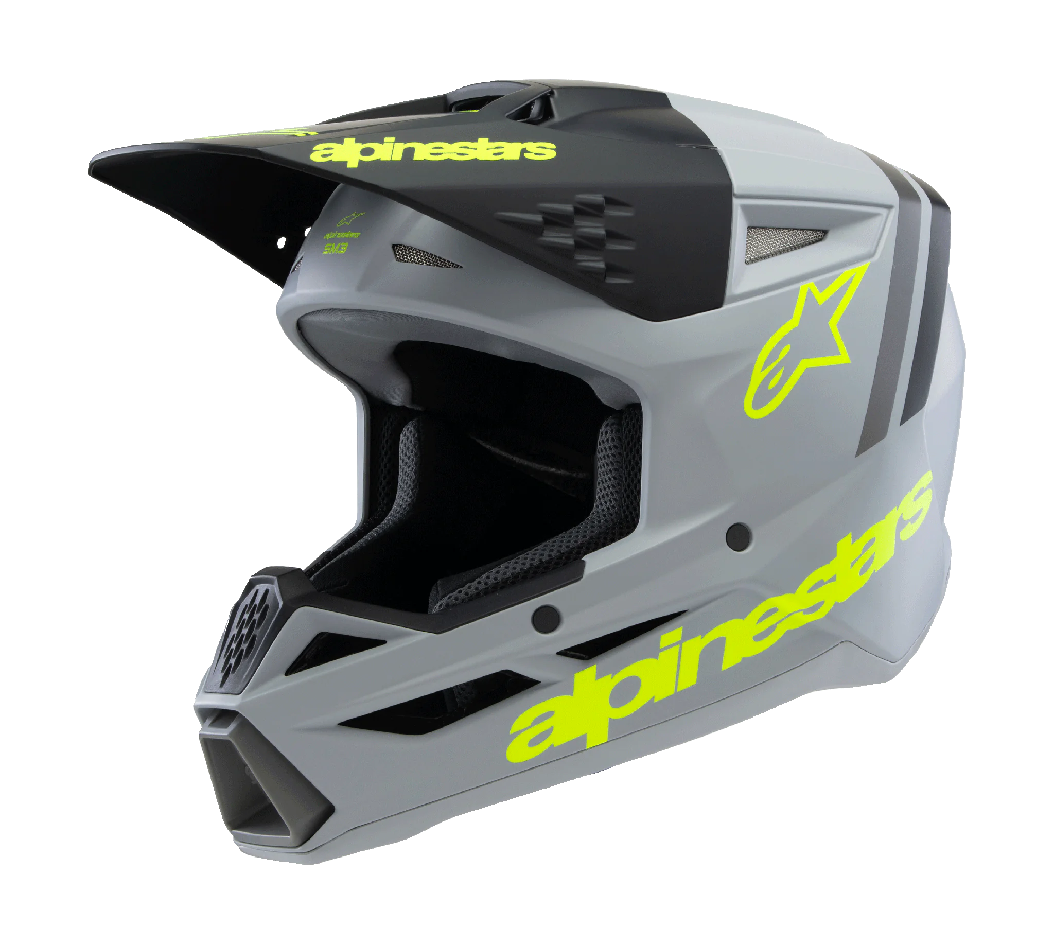 Alpinestars Kinder Crosshelm S-M3 Radium - Grijs / Zwart / Fluo Geel