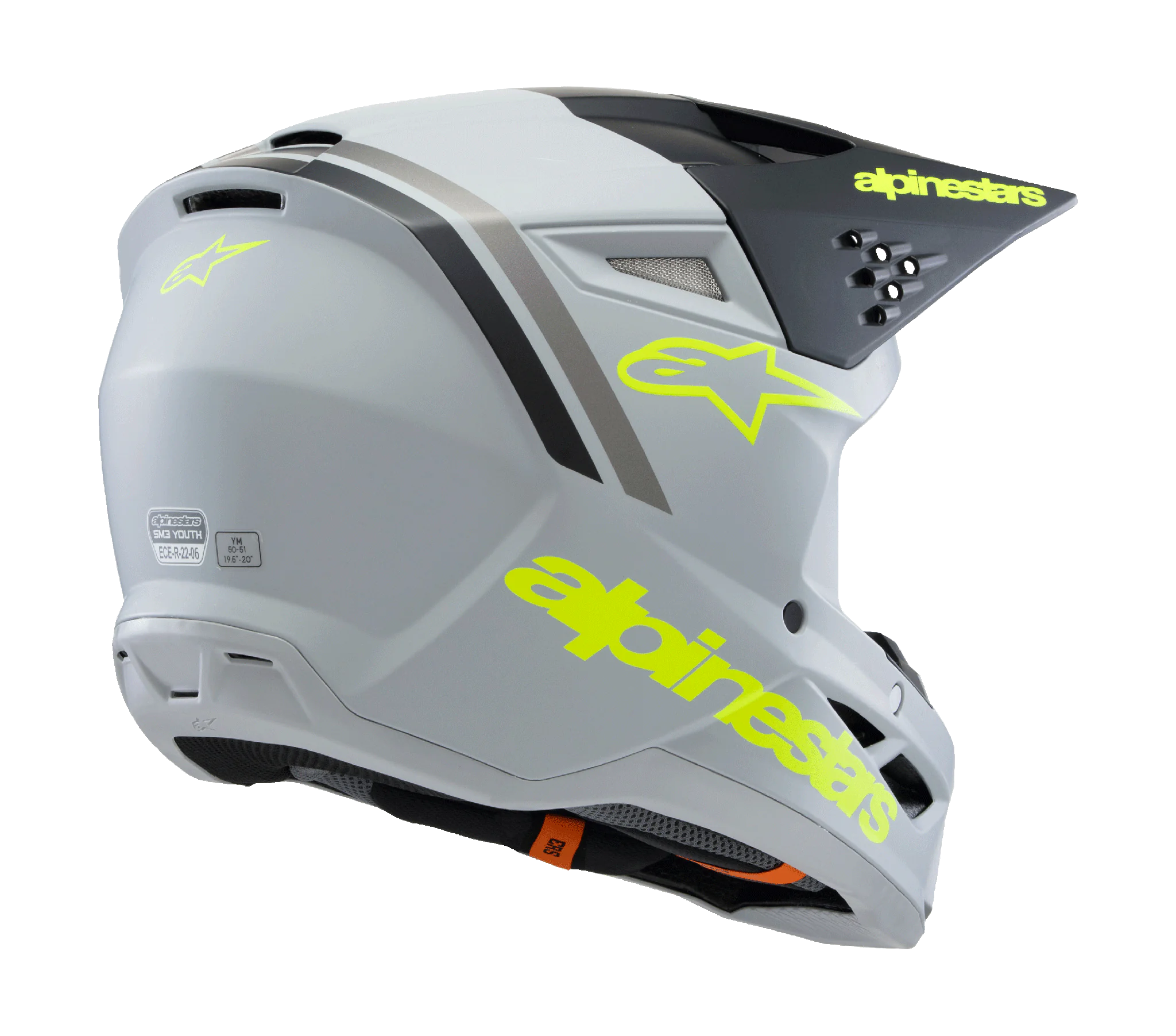 Alpinestars Kinder Crosshelm S-M3 Radium - Grijs / Zwart / Fluo Geel