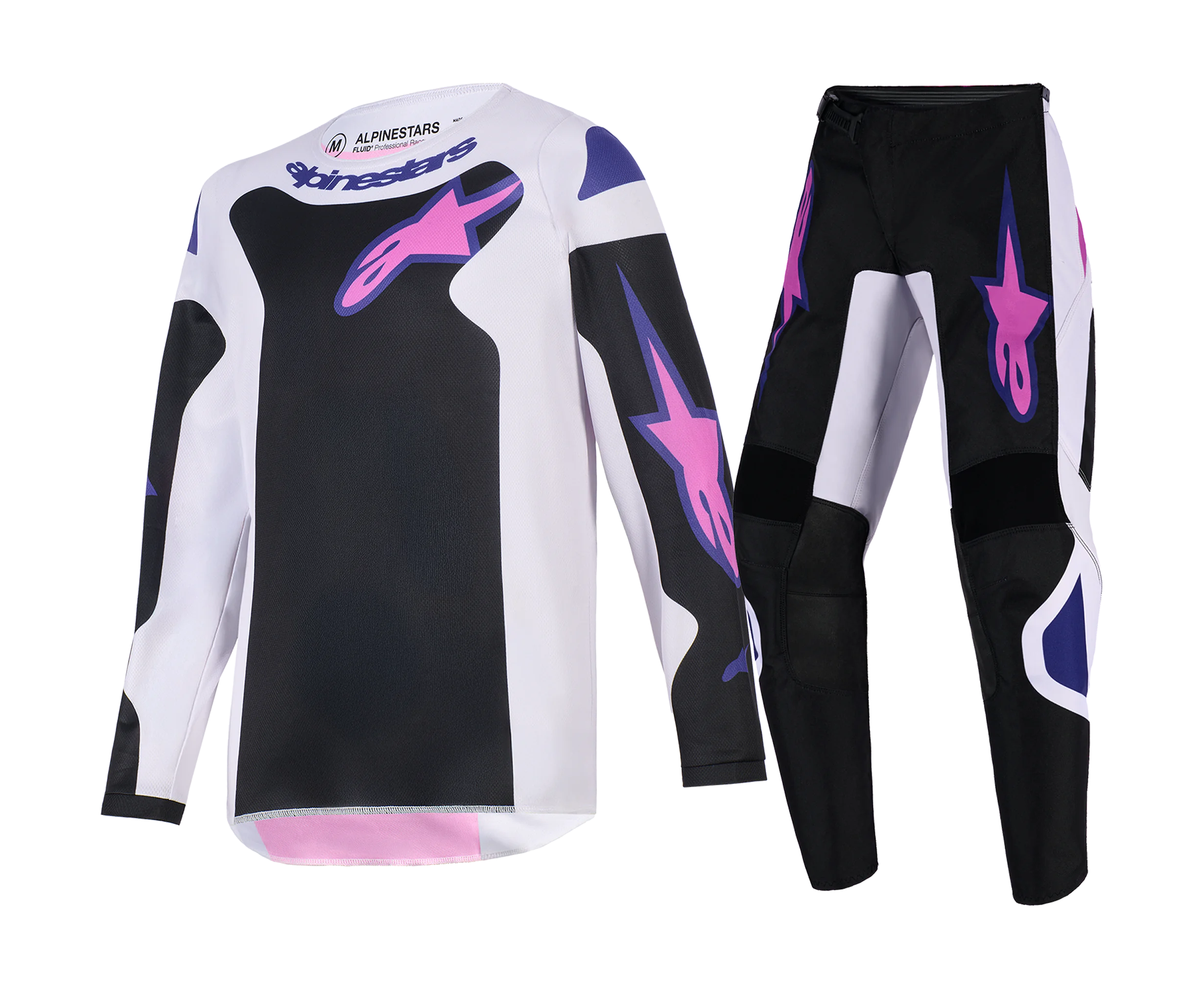 Alpinestars Kinder Crosskleding 2026 Fluid Grid - Zwart / Licht Grijs / Paars