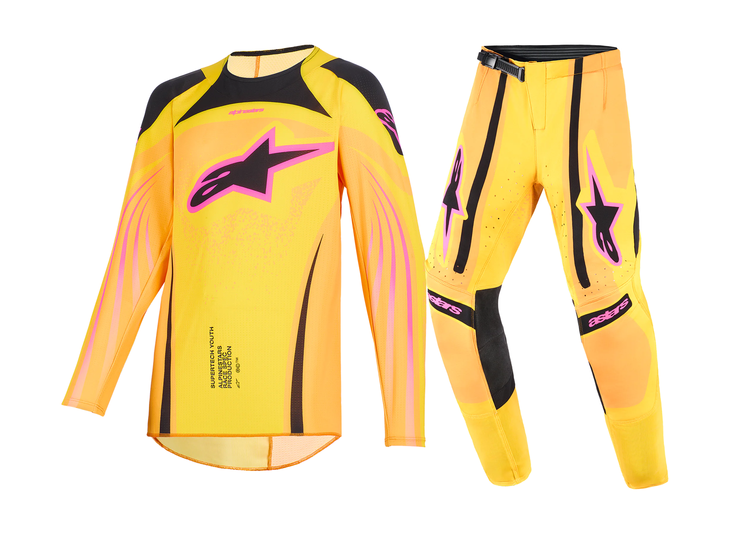 Alpinestars Kinder Crosskleding 2026 Supertech Nomur - Oranje / Geel / Roze