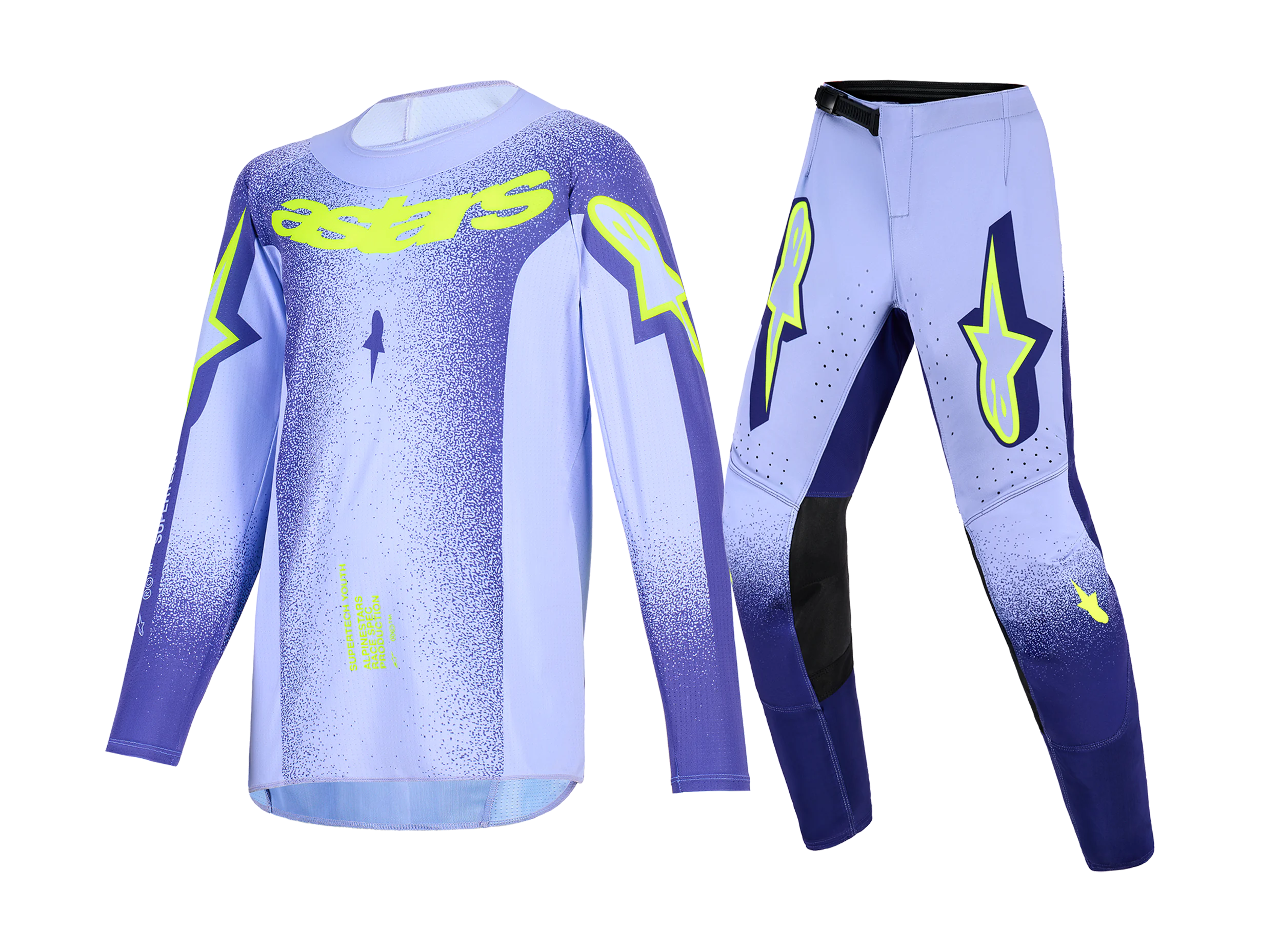Alpinestars Kinder Crosskleding 2026 Supertech Scenz - Paars / Fluo Geel