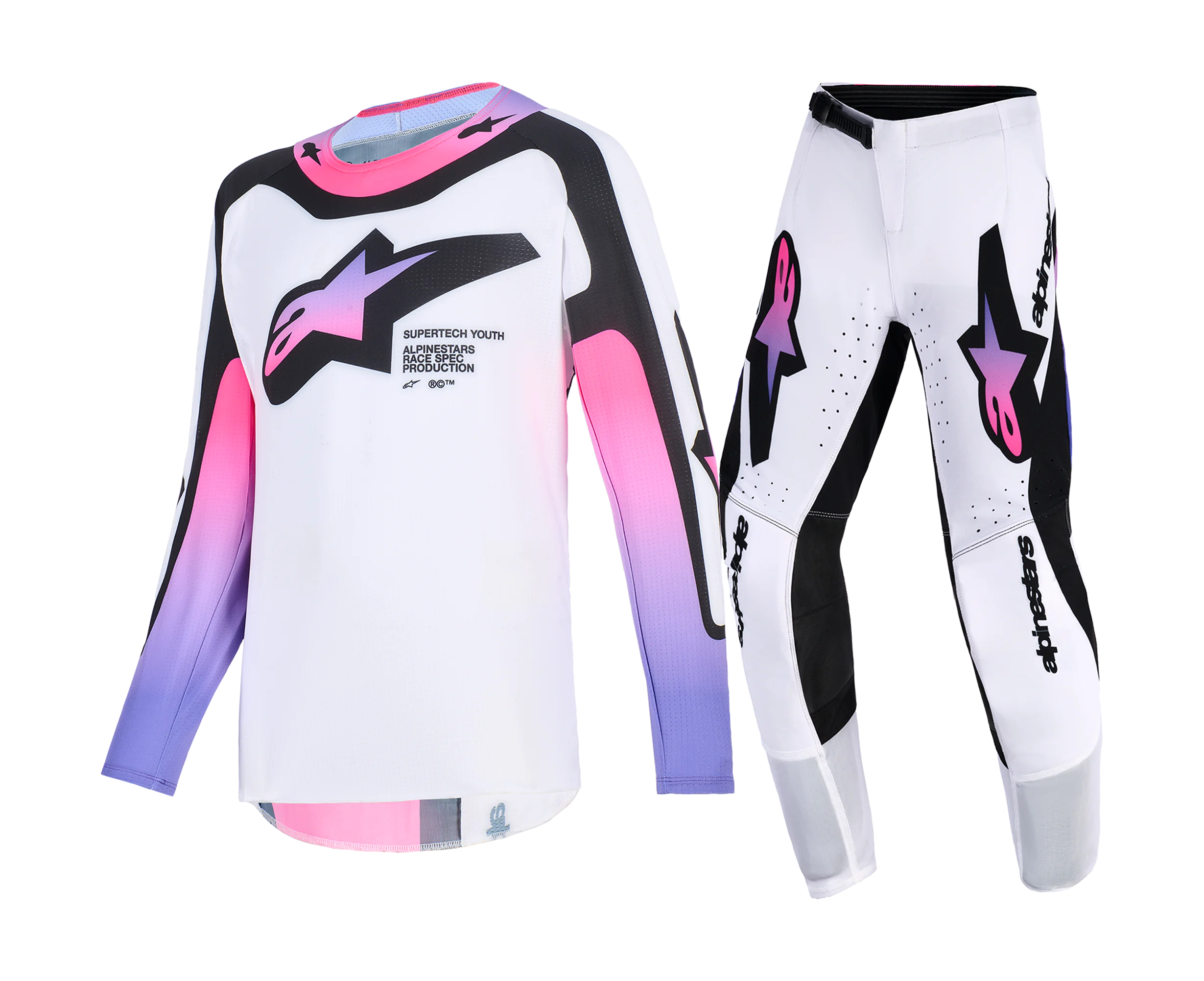 Alpinestars Kinder Crosskleding 2026 Supertech Vista - Wit / Paars / Zwart