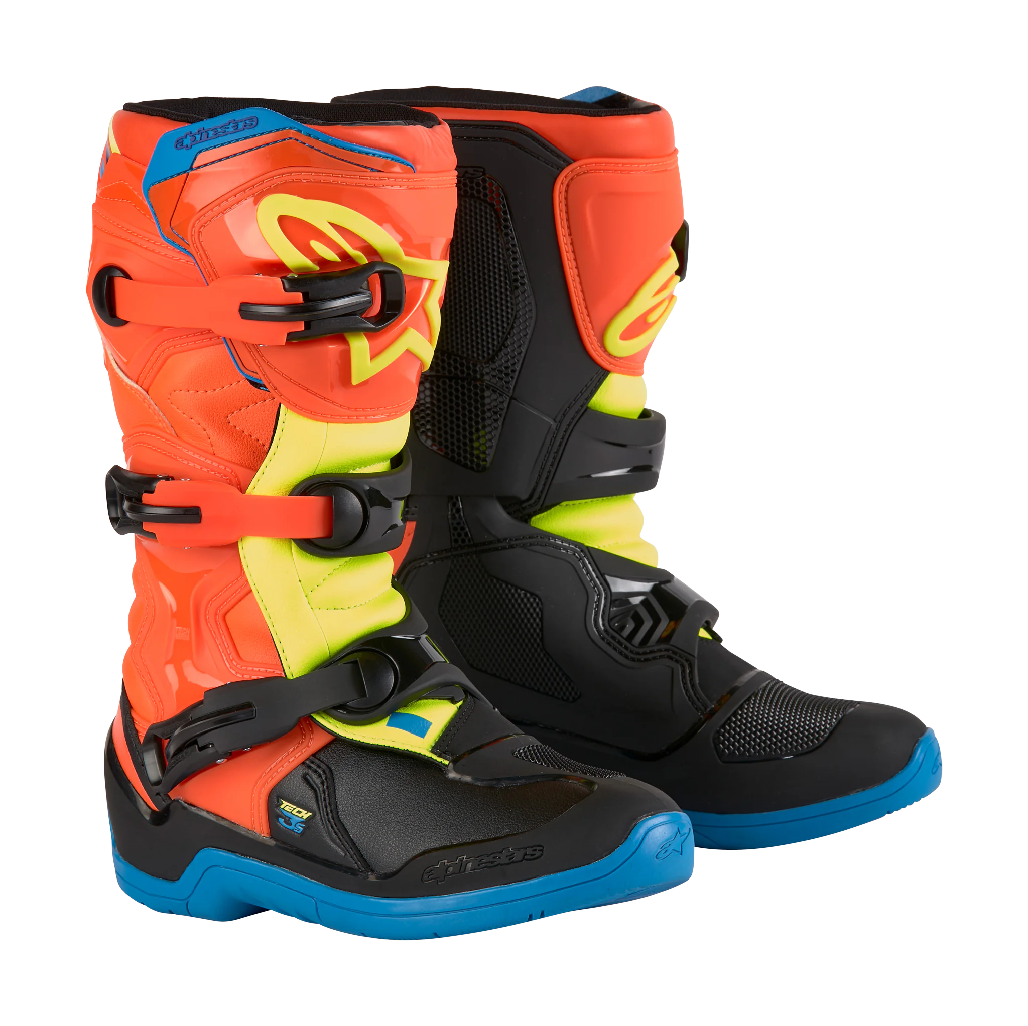 Alpinestars Kinder Crosslaarzen Tech 3S - Fluo Oranje / Blauw / Fluo Geel