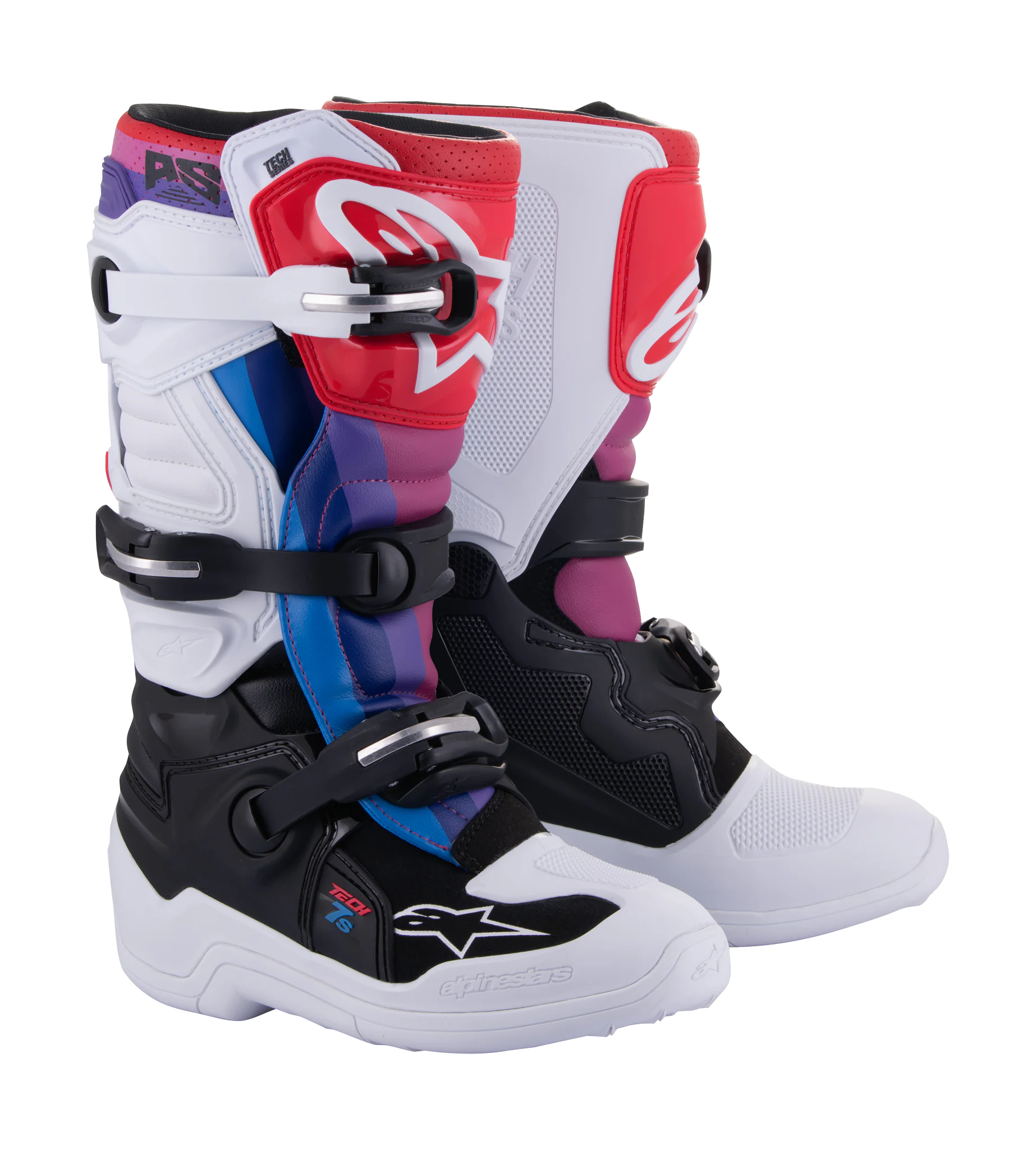 Alpinestars Kinder Crosslaarzen Tech 7S - Wit / Zwart / Rainbow