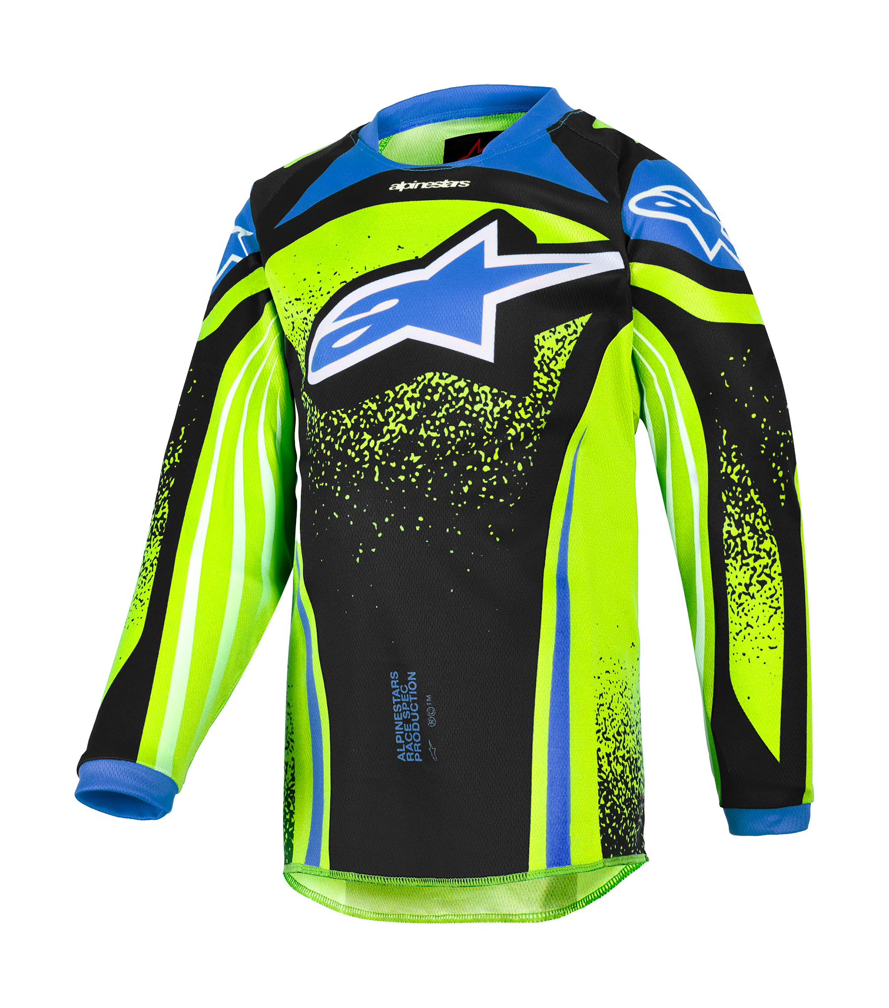 Alpinestars Mini Cross Shirt 2026 Racer Nomur - Donker Navy / Fluo Geel / Ucla / Blauw