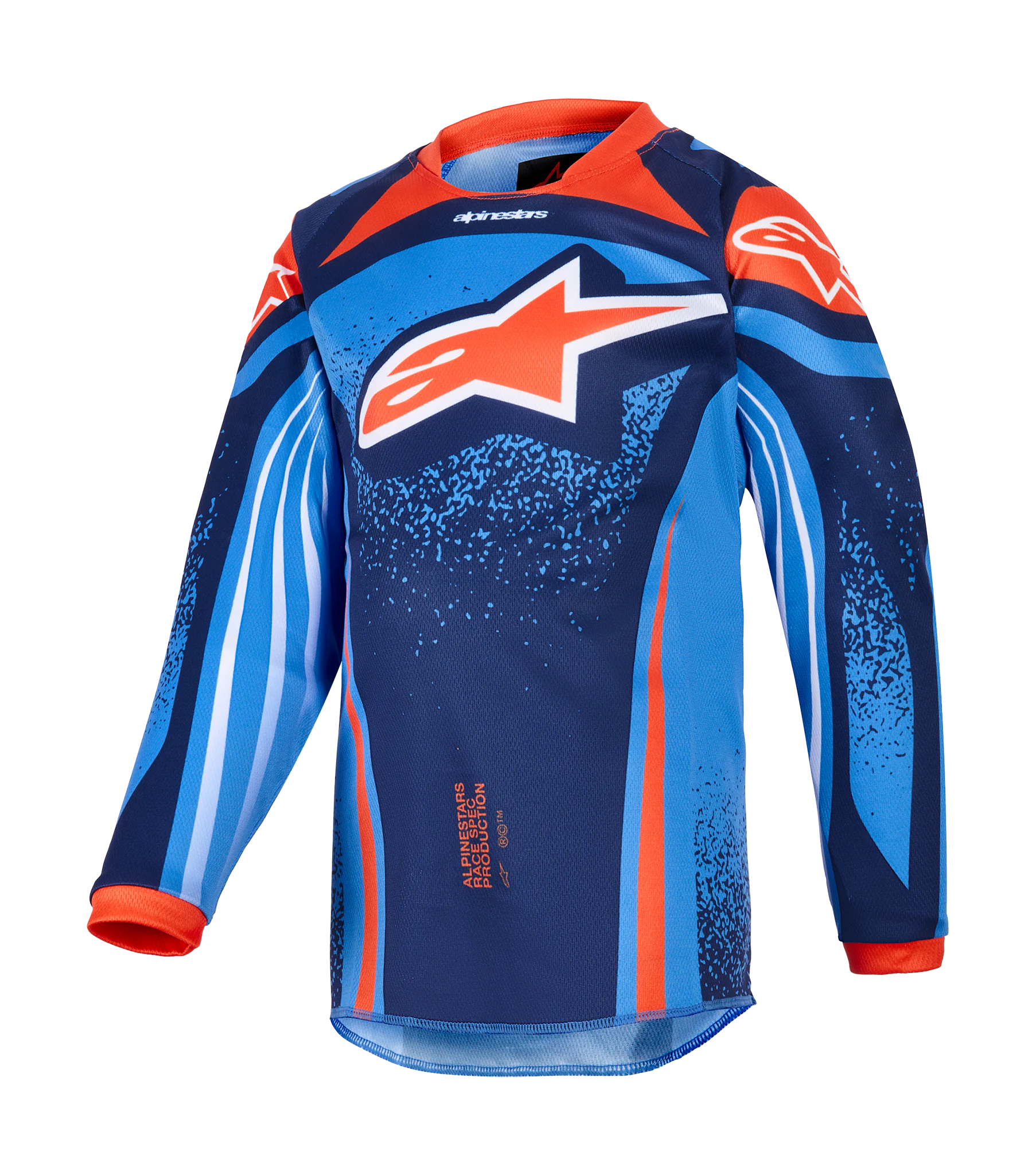 Alpinestars Mini Cross Shirt 2026 Racer Nomur - Donker Navy / Oranje / Ucla / Blauw