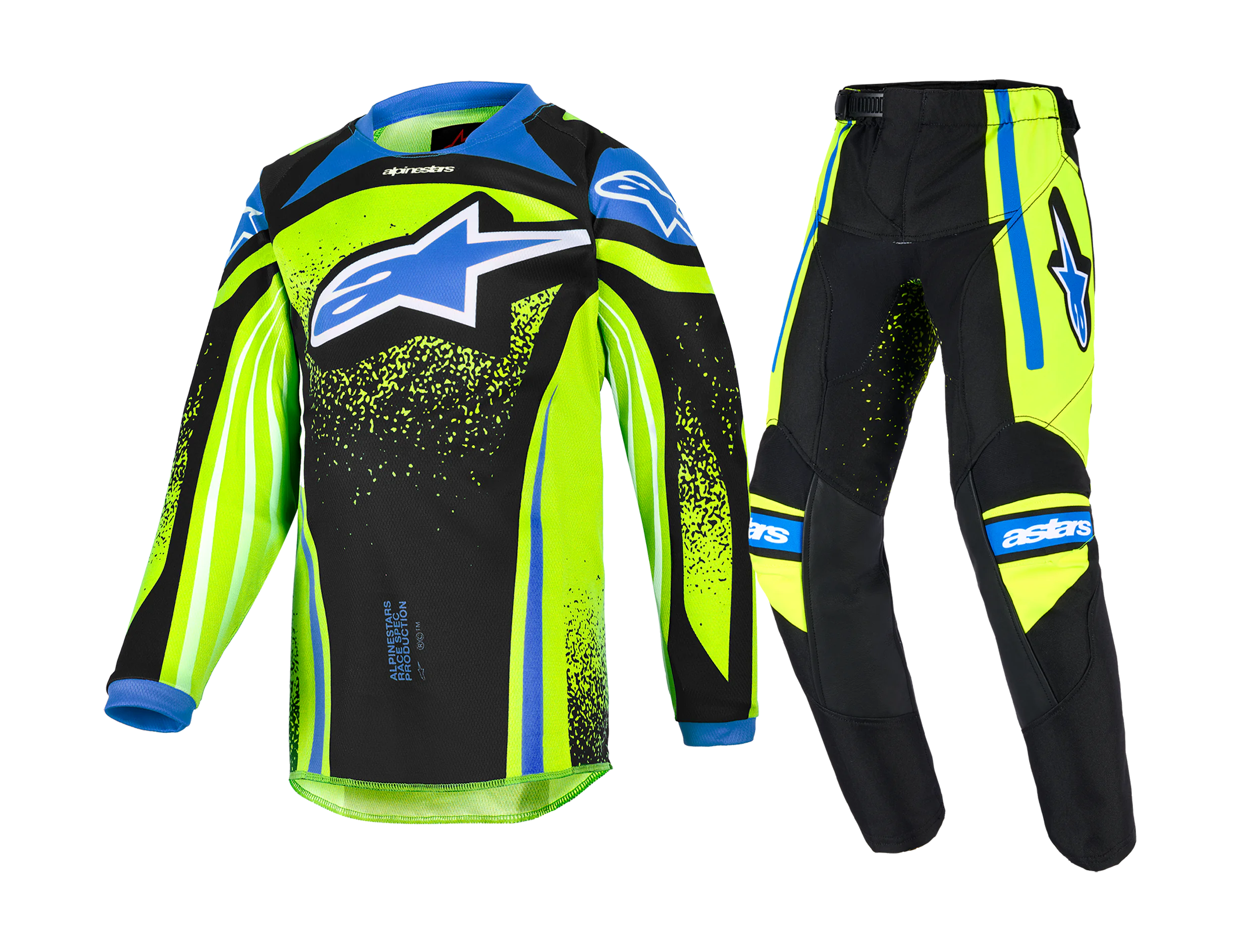 Alpinestars Mini Crosskleding 2026 Racer Nomur - Donker Navy / Fluo Geel / Ucla / Blauw