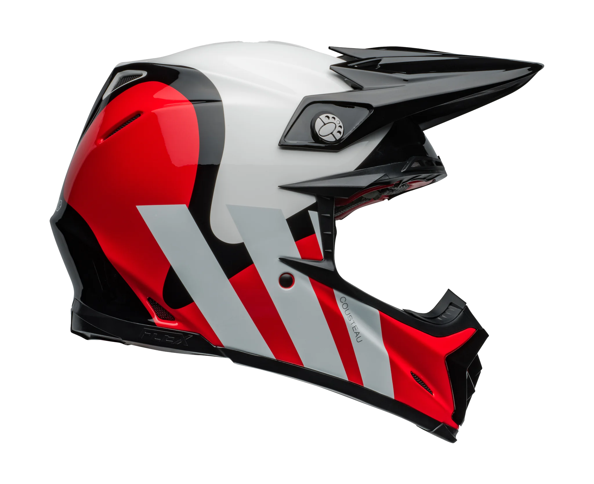 Bell Crosshelm Moto-9S Flex Hello Cousteau Stripes - Wit / Rood
