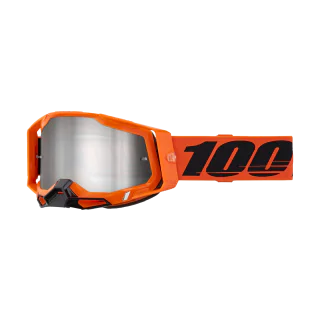 100% Crossbril Racecraft 2 Neon Orange - Spiegel Zilver Flash Lens