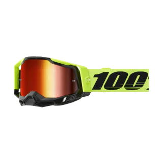 100% Crossbril Racecraft 2 Neon Yellow - Spiegel Rood Lens