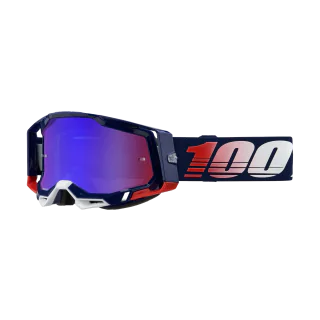 100% Crossbril Racecraft 2 Republic - Spiegel Rood / Blauw Lens