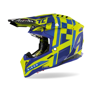 Airoh Crosshelm Aviator 3 TC21 - Glans Fluo Geel / Blauw