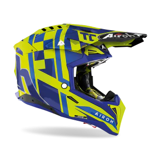 Airoh Crosshelm Aviator 3 TC21 - Glans Fluo Geel / Blauw
