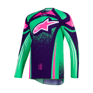 Alpinestars Cross Shirt 2026 Techstar Nomur - Deep Paars / Groen / Fluo Roze