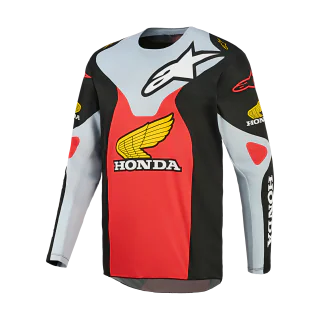 Alpinestars Cross Shirt 2027 Racer Veil Honda - Zwart / Grijs / Rood