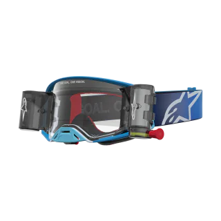 Alpinestars Crossbril Roll-Off Supertech Firma - Blauw / Zilver - Clear Lens