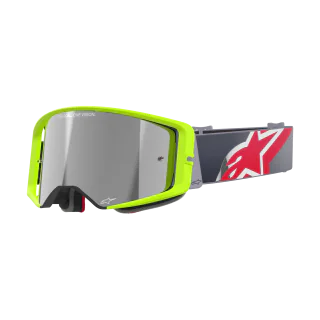 Alpinestars Crossbril Supertech Corp - Fluo Geel / Rood - Spiegel Zilver Lens