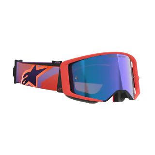 Alpinestars Crossbril Supertech Corp - Hot Coral / Paars - Spiegel Blauw Lens