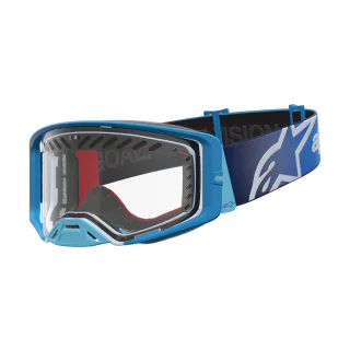 Alpinestars Crossbril Supertech Dura Air Fluid - Fade Blauw / Zilver - Modulator Vented Clear Lens