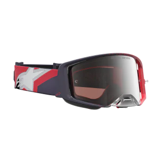 Alpinestars Crossbril Supertech Hiten - Zwart / Rood - Spiegel Zilver Lens
