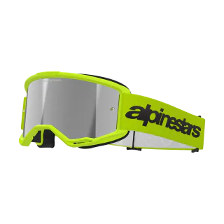 Alpinestars Crossbril Vision 3 Wordmark - Fluo Geel - Spiegel Zilver Lens