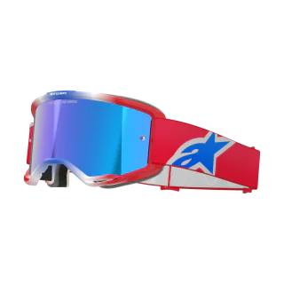 Alpinestars Crossbril Vision 5 Corp - Rood / Wit / Blauw - Spiegel Blauw Lens