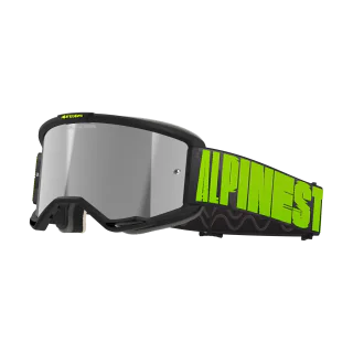 Alpinestars Crossbril Vision 5 Hollow - Charcoal / Fluo Geel - Spiegel Zilver Lens