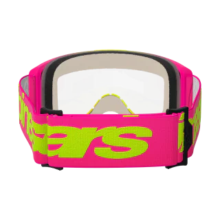 Alpinestars Crossbril Vision 5 Wordmark - Roze / Fluo Geel - Clear Lens