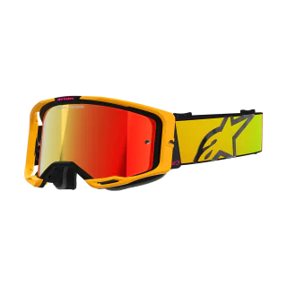 Alpinestars Crossbril Vision 8 Corp - Geel / Roze - Spiegel Rood Lens