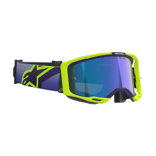 Alpinestars Crossbril Vision 8 Corp - Paars / Fluo Geel - Spiegel Blauw Lens