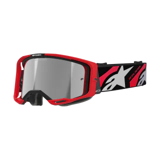 Alpinestars Crossbril Vision 8 Luar - Rood / Zwart - Spiegel Zilver Lens