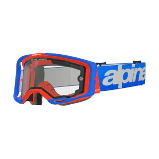 Alpinestars Crossbril Vision 8 Wordmark - Blauw / Oranje - Dual Vented Clear Lens