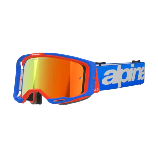 Alpinestars Crossbril Vision 8 Wordmark - Blauw / Oranje - Spiegel Rood Lens