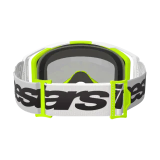 Alpinestars Crossbril Vision 8 Wordmark - Wit / Fluo Geel - Spiegel Zilver Lens