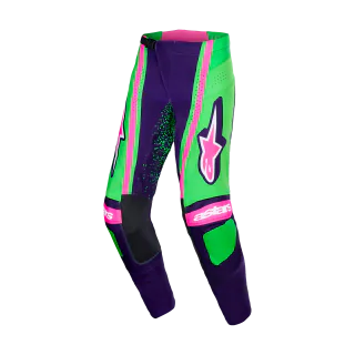 Alpinestars Crossbroek 2026 Techstar Nomur - Deep Paars / Groen / Fluo Roze